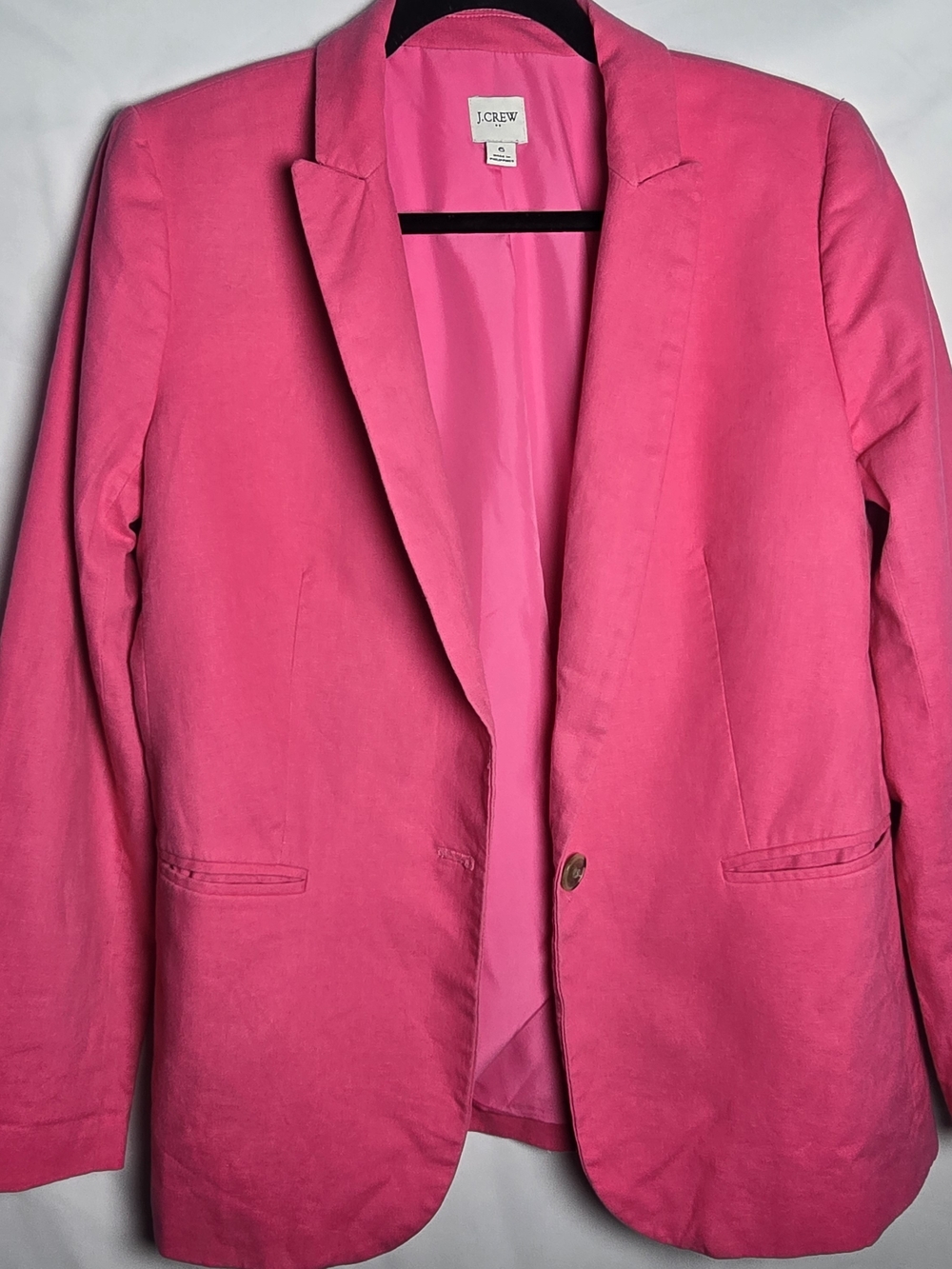 J. Crew Factory Bright Pink Single-Button Tailored Blazer Career Professional